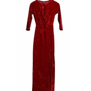 Lulus Velvet Long 3/4 Sleeve Burgundy Dress XS